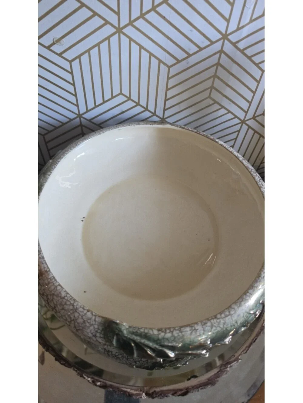 Vintage 1950s McCoy 444 Grecian Centerpiece Bowl/Planter 24K Gold EUC 12